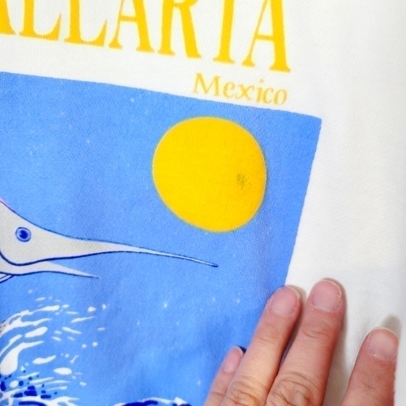 VINTAGE PUERTO VALLARTA MEXICO FISHING SWEATSHIRT, W POCKETS, SZ MEDIUM - Picture 8 of 12